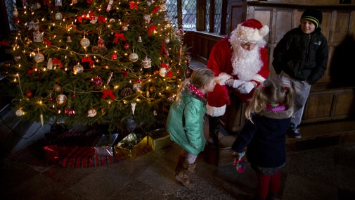 Children meeting Father Christmas at Speke Hall, Liverpool